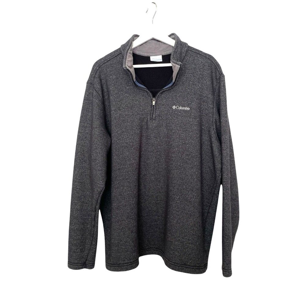 Columbia Quarter Zip Sweater Mens XXL Great Hart Mtn. Heather Black